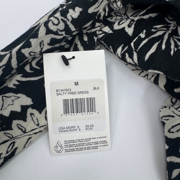 Volcom Dress Women Medium NEW Black Long Sleeve Boho Hippie Beach Short A Line - Picture 8 of 11